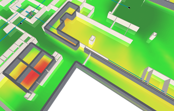 3D model of signal coverage across a building floor