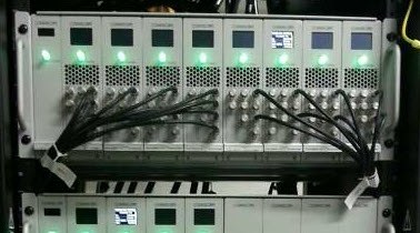 Installed DAS equipment rack with cabling